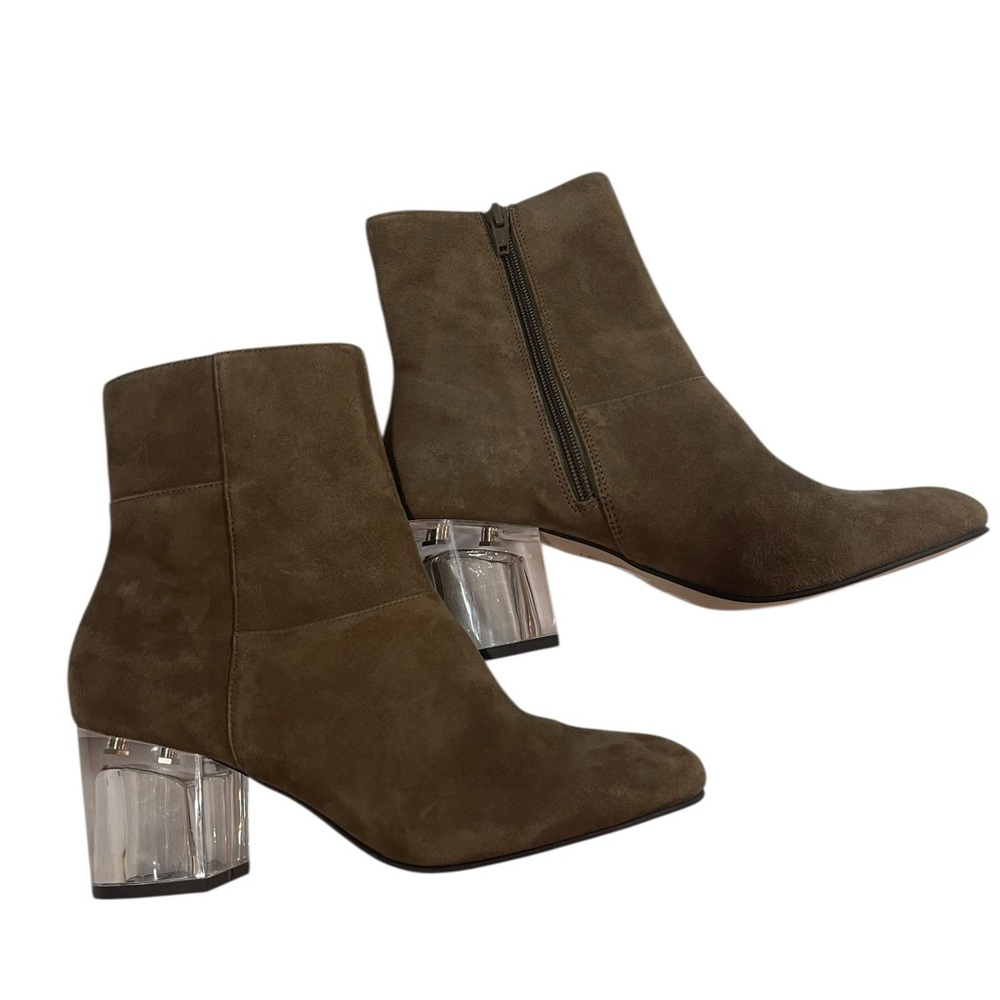 Sole Society Dinah Suede Lucite Heel Ankle‎ Boots Taupe 8.5